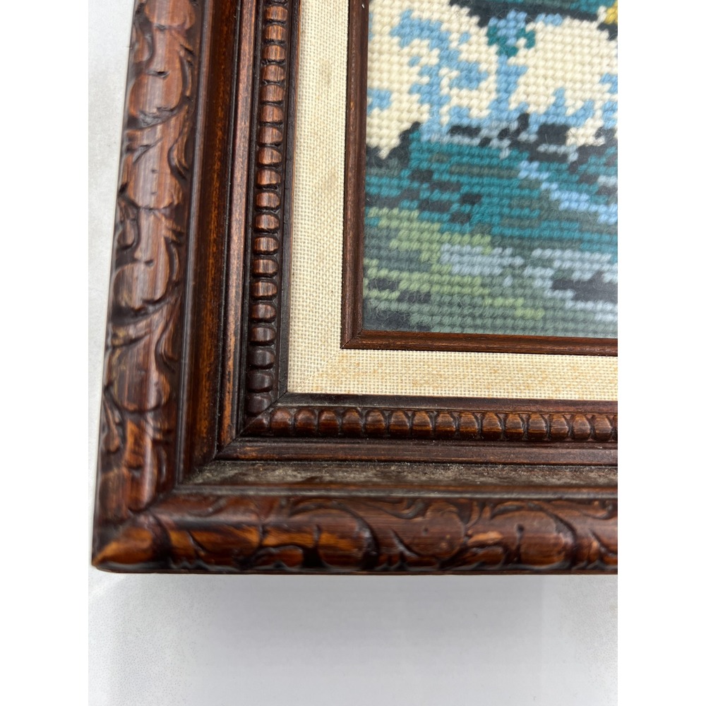 Vintage Nautical Needlepoint Framed Art Clipper Ship Seagulls Ocean 18x24 Large - Picture 2 of 13
